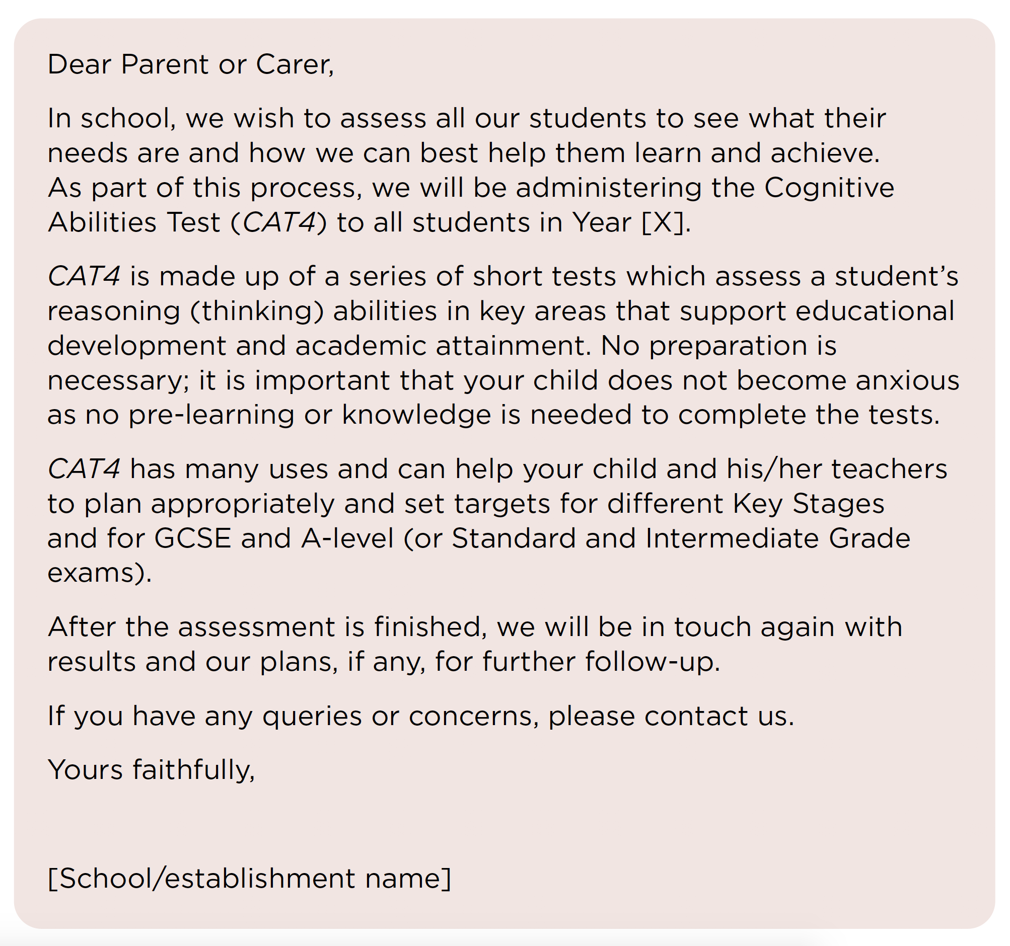 Appendix B Sample Letters And Guidance For Communicating With Parents Or Carers Gl Education Appendix B Sample Letters And Guidance For Communicating With Parents Or Carers Gl Education