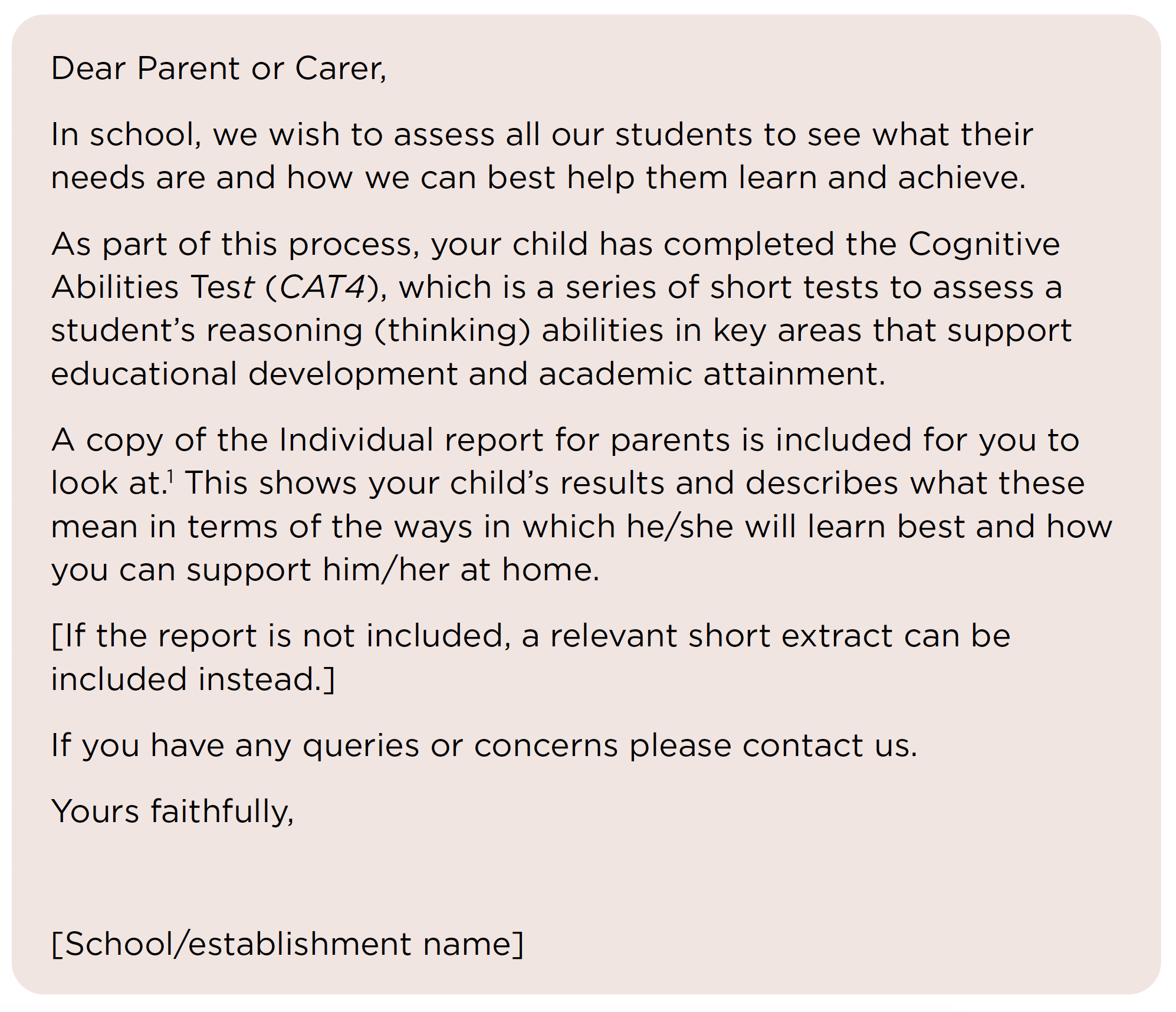 Appendix B: Sample letters and guidance for communicating with With Regard To Letter To Parents Template From Teachers