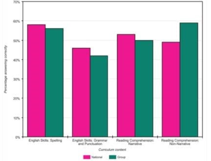 Example analysis of group scores for PT Series bar graph