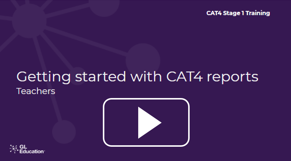 Screenshot of Getting Started with CAT4 reports for Teachers